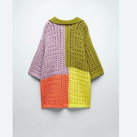 EUC Zara Oversized Colorblock Chunky Knit Polo - Size Small - Picture 7 of 10